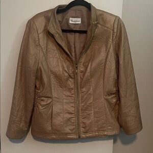 TanJay Women's Metallic Gold Leather Jacket